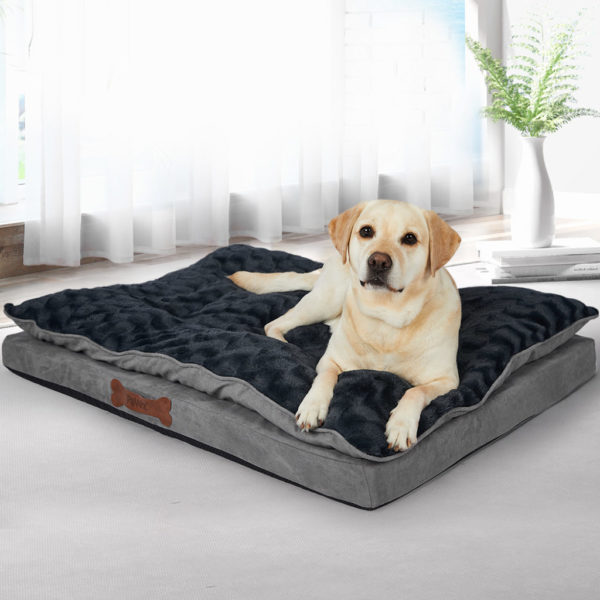 Pawz Orthopedic Memory Foam Pet Bed With Plush Topper Lifestyle Dark Grey View