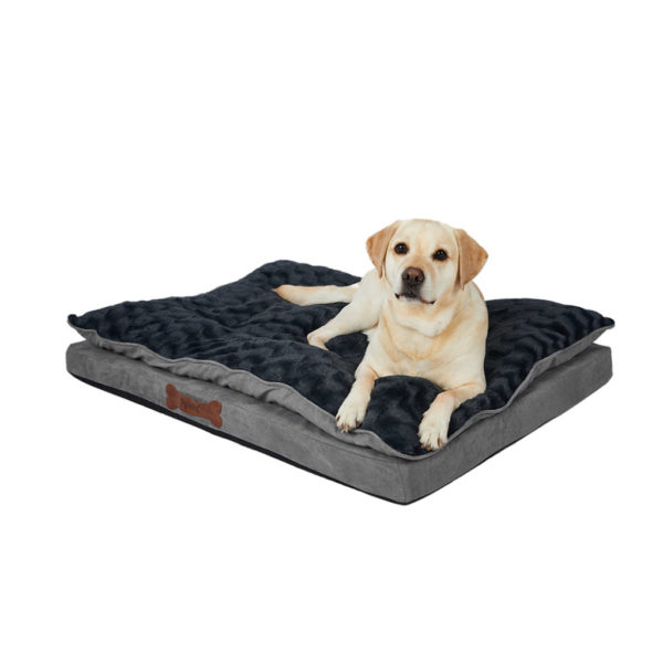 Pawz Orthopedic Memory Foam Pet Bed With Plush Topper Size Extra Large Dog Dark Grey View