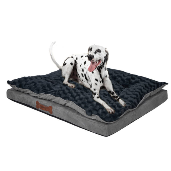 Pawz Orthopedic Memory Foam Pet Bed With Plush Topper Size Large Dog Dark Grey View