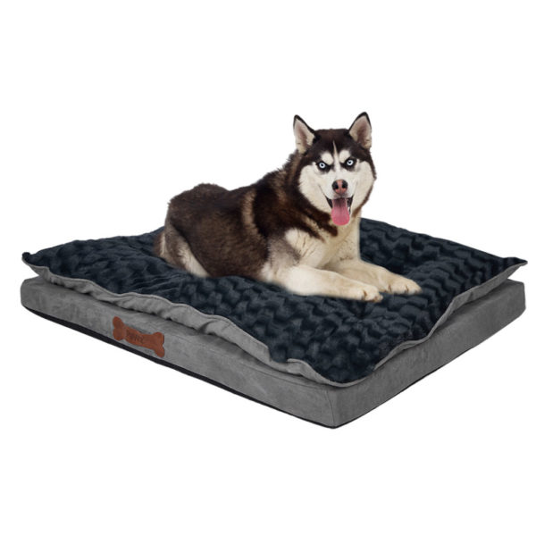 Pawz Orthopedic Memory Foam Pet Bed With Plush Topper Size Medium Dog Dark Grey View
