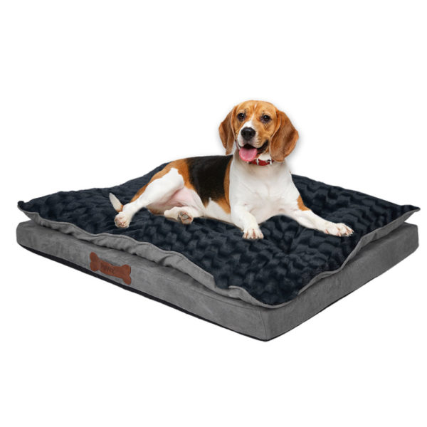 Pawz Orthopedic Memory Foam Pet Bed With Plush Topper Size Small Dog Dark Grey View