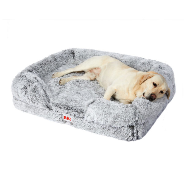 Plush Orthopedic Sofa Pet Bed, Grey - large dog