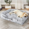 Plush Orthopedic Sofa Pet Bed, Grey - large dog lifestyle