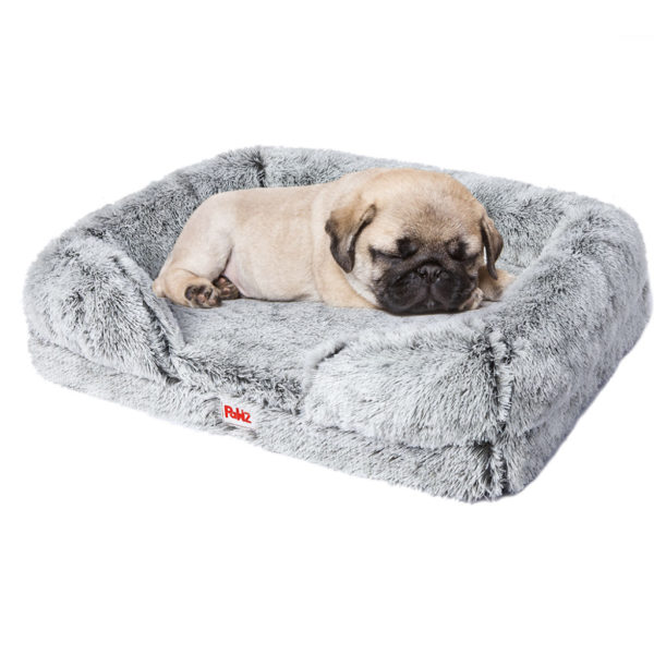 Plush Orthopedic Sofa Pet Bed, Grey - small dog