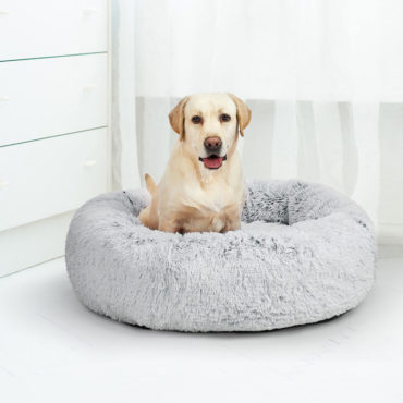 Plush Soft Donut Pet Bed, Round, Charcoal
